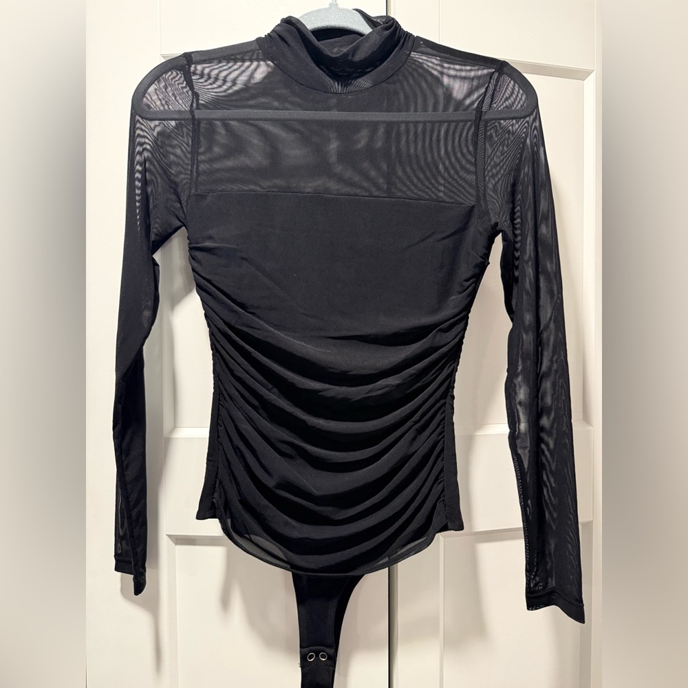 ReoRia Black Sheer Long Sleeve Bodysuit